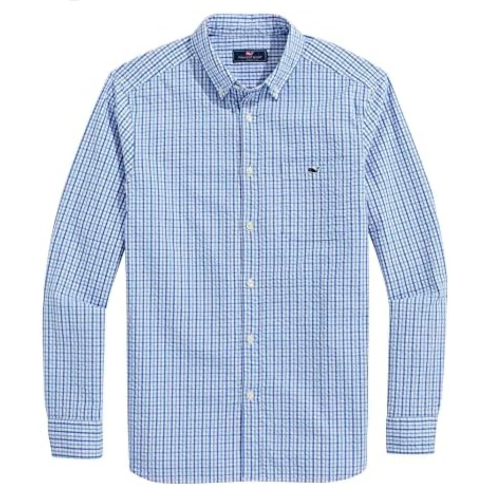 Vineyard Vines Slim Fit Tucker Shirt Mens XS Blue White Button Down Cotton